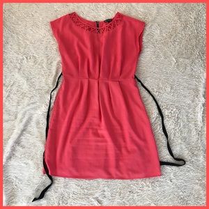 BeBop Coral Dress with Criss-Cross Detail